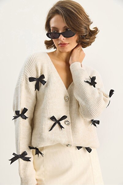 Hiccup Cardigan supradimensionat cu fundițe LUCCI