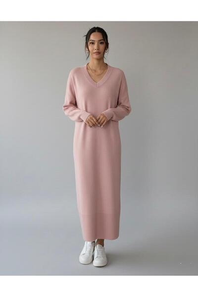 Cockatoo Rochie tricotată cu mânecă lungă, cu decolteu în V, pentru femei, po...