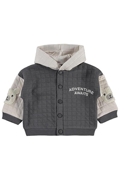 Civil Baby Kol Ayıcık Nakışlı 6-18 Ay Hırka - Gri 12-18 Ay