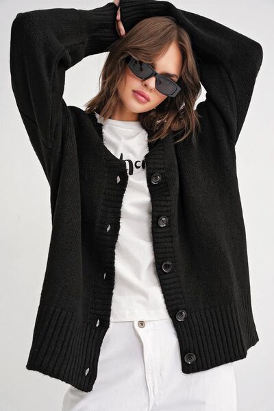 Hiccup Mixray ribbed knit cardigan with V-neck