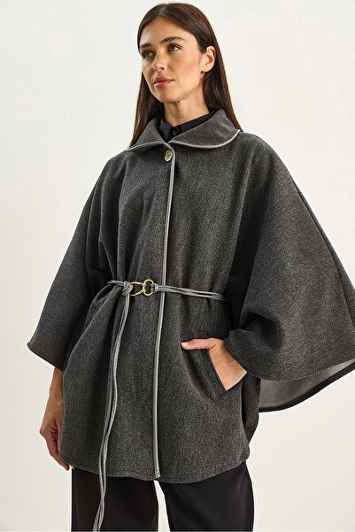 Hiccup LUCCI Oversized Textured Wool Blend Coat with Jacket Collar