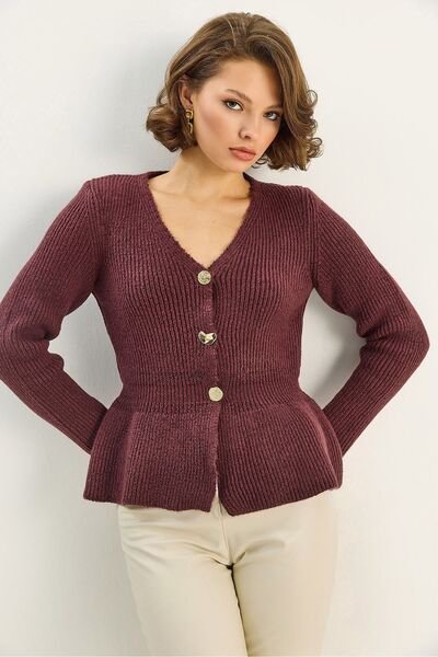 Hiccup LUCCI ribbed long-sleeved V-neck button-down cardigan