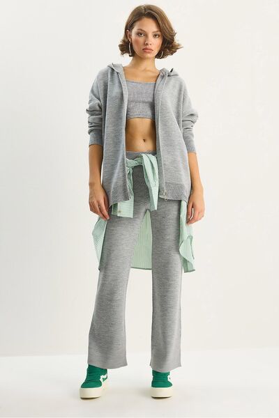 Hiccup LUCCI High-Leg cardigan and pants set with zip collar