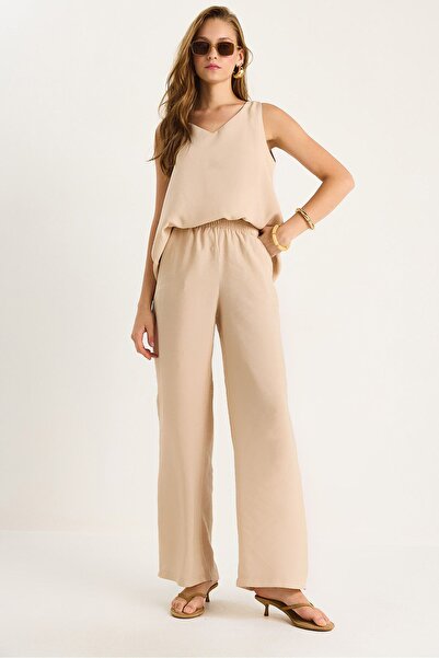 Hiccup LUCCI V-Neck Pamuk bluza-pantaloni duj kotora set