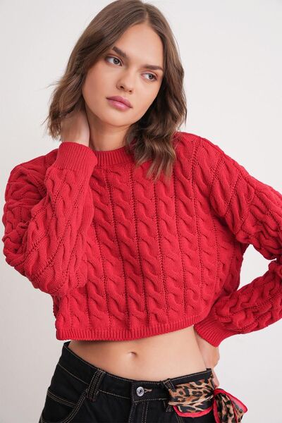 Hiccup Mixray cable knit sweater with crew neck