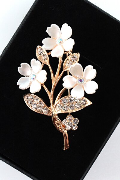 KEEBA Unutma beni çiçeği broş Gold renkli kristal taşlı kadın yaka iğnesi çiç...