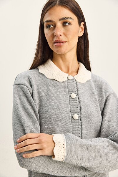 Hiccup LUCCI chunky rib knit cardigan with button closure