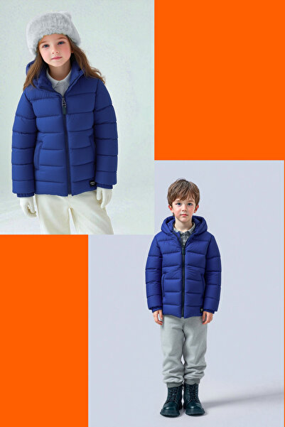 Mavipink Детско надуваемо палто с качулка и цип, тъмносиньо