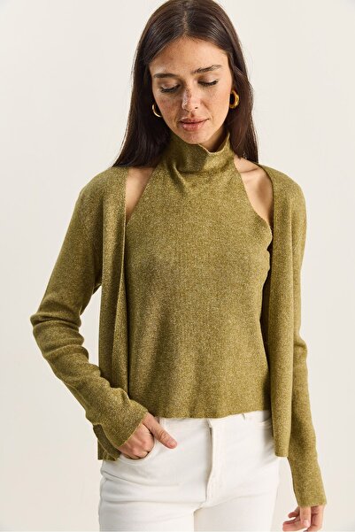 Hiccup Ribbed high-neck blouse with half-length cutout