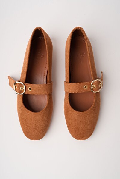 MUGGO HALSEY Δερμάτινα Γυναικεία Παπούτσια Μπαλαρίνας με Χρυσή Πόρπη