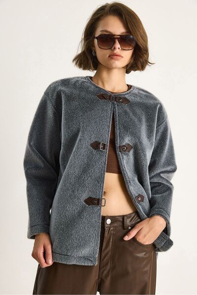 Hiccup Textured Gabardine coat with buttons and jacket collar LUCCI