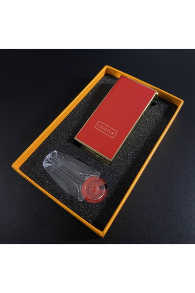 Ne Varsa Dizayn Altın Kaplamalı Metal Kırmızı Çakmak