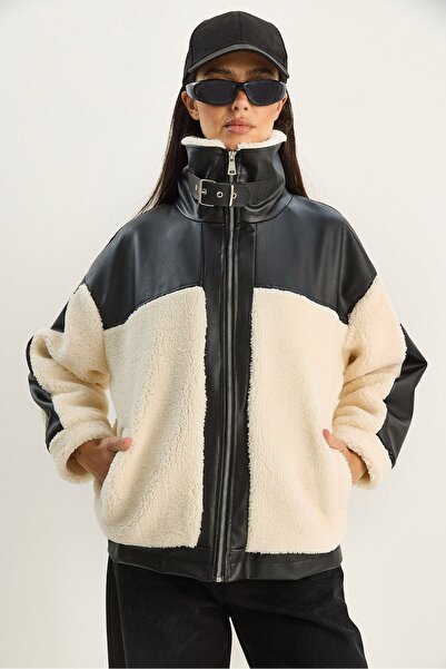 Hiccup LUCCI oversized faux Leather jacket with Plush details