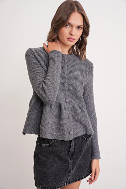 Hiccup Mixray knitted cardigan with ruffles and round collar