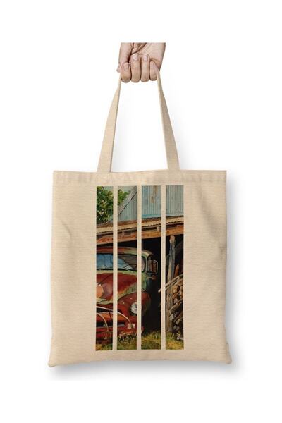 Toyaso Pick up Ford Antiga Vintage White Cloth Bag Long Handle Shopping Bag B...