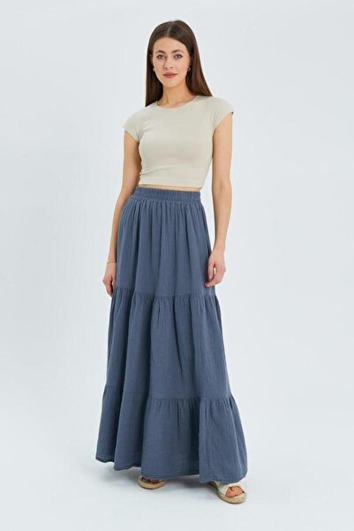 Hiccup Mixray cotton maxi skirt with elastic waist
