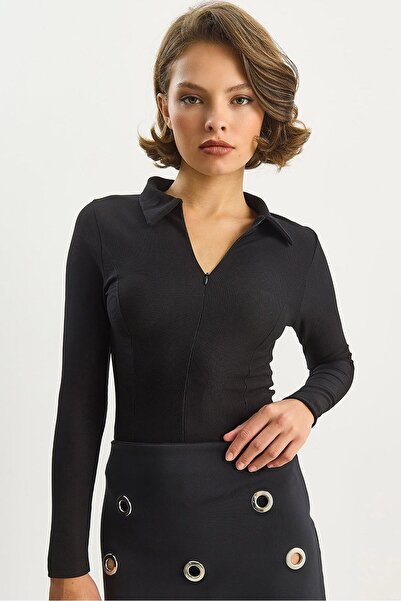 Hiccup LUCCI Slim Fit blouse with zip collar