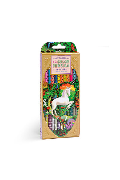 Eeboo Çift Uçlu 24 Renk Kuru Boya Kalemi - Unicorn Garden