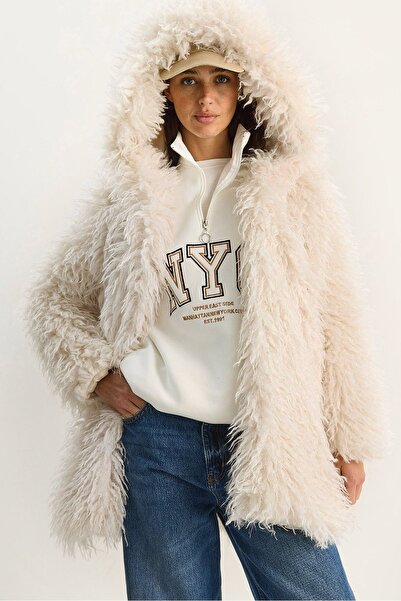 Hiccup LUCCI oversized jacket with Hooded and Faux Fur
