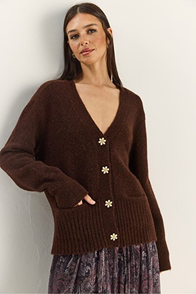 Hiccup LUCCI Button Detailed V-Neck Cardigan