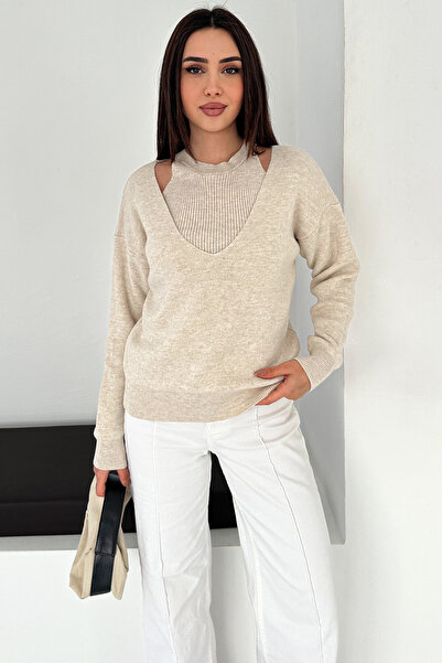 Noa&Noa Knitwear Athlete Detailed Layered Knit Sweater – Unique