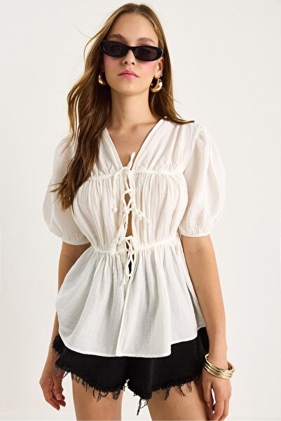 Hiccup LUCCI V-neck Tie Closure Blouse