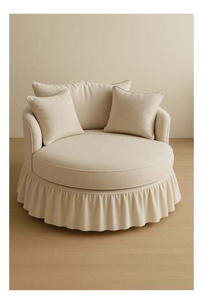 Generic كرسي استرخاء دائري عصري، مصنوع من الخشب السويدي