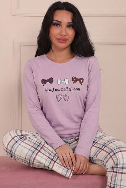 Niket Life Women's Combed Cotton Pajama Set with Ribbon Pattern and Six Plaid...