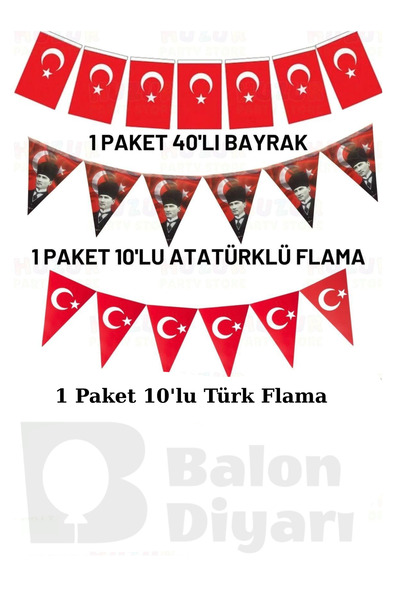 BALON DİYARI Milli Bayram 23 nisan Süsleme Paketi Bayrak Türk Bayrak Flama at...