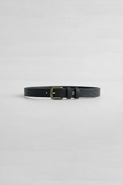 ablukaonline Men's Thin Square Buckle Belt Black