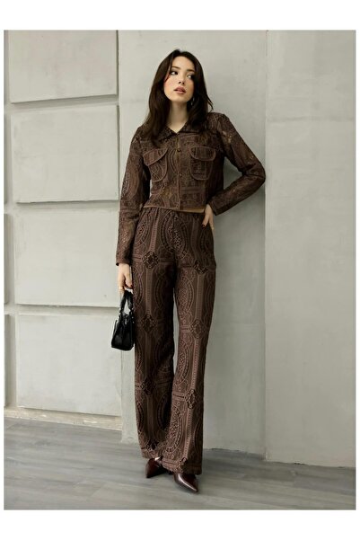 Coral Dantelli Bol Pantolon 29615 Kahve