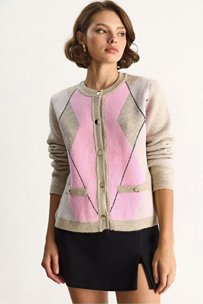 Hiccup Cardigan cu nasturi din tricot celular LUCCI