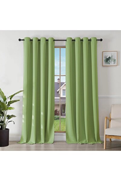 OEM Blackout and Thermal Insulation Curtains with Rings, Joydeco, Green 140 x...