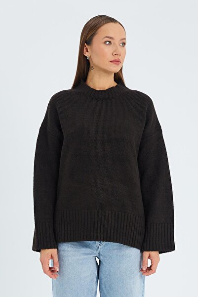 Hiccup Mixray oversized rib knit sweater with round neck