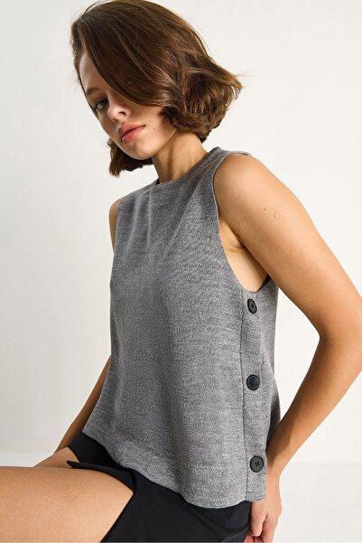 Hiccup LUCCI Buton Detailed Knit Blue