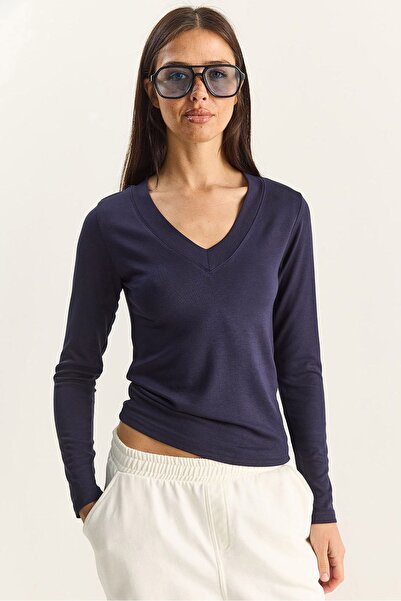 Hiccup LUCCI long-sleeved V-neck blouse