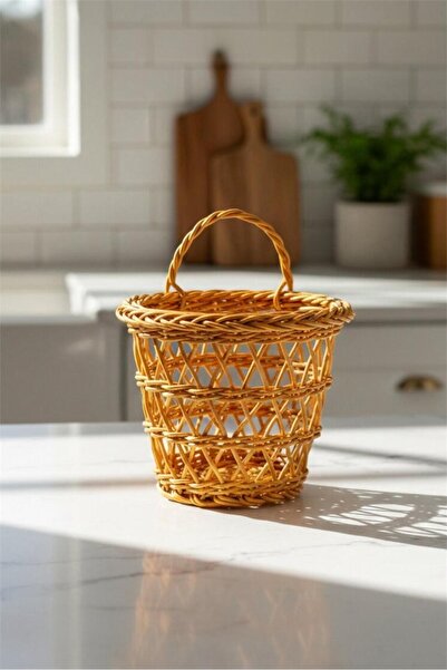 Bayev Αγαπημένο 9156 Κρεμαστό δοχείο για λουλούδια από ρατάν, Ψάθινο διακοσμη...