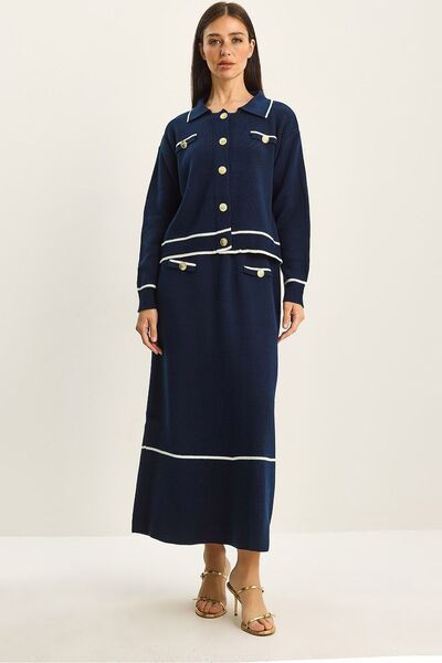 Hiccup LUCCI two-piece midi set, ribbed knit and button closure