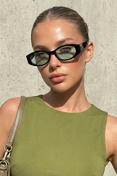 Chunky Frame Geranis Siyah Yeşil Uv400 Korumalı Ultra Hafif Kadın Güneş Gözlüğü