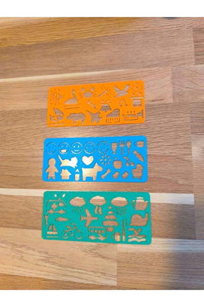DU&ER 3'lü Çocuk Çizim Şablonu Seti – Eğitici Şekil Çizme Kalıbı Stencil