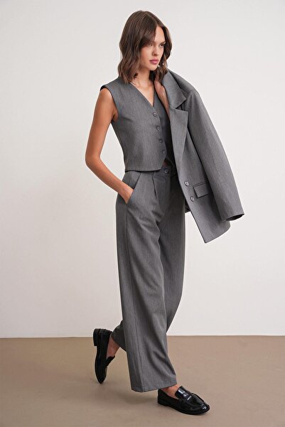 Hiccup Mixray Pleated Palazzo Pants with Pocketed