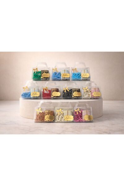 SHR 10'lu Mini Kur'an-ı Kerim ve Tesbih Seti Karışık Renk Asetat Çanta Hac Um...