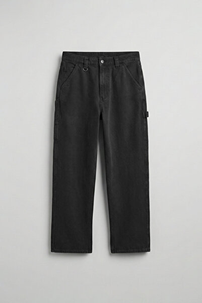 ablukaonline Pantaloni de blugi largi pentru bărbați, cu buzunare, negri