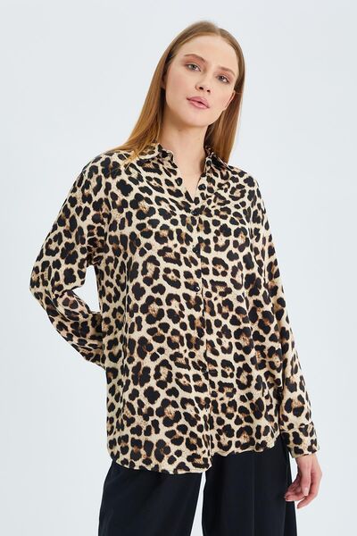 Hiccup Mixray leopard Printed Poplin shirt
