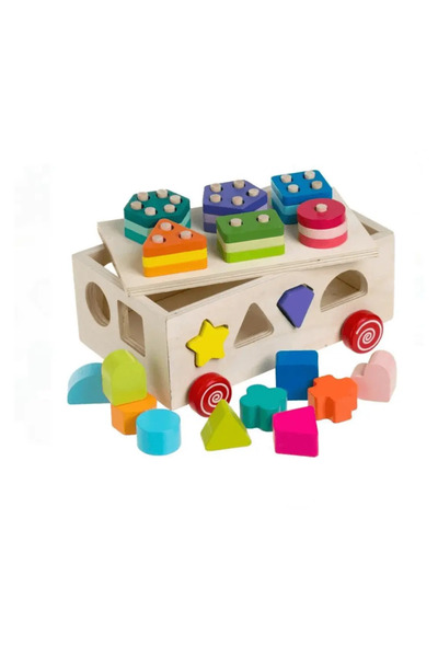 wood toys Jucărie de tras, Sortator de forme din lemn, 21,5x13,5x13 cm, 12 luni+