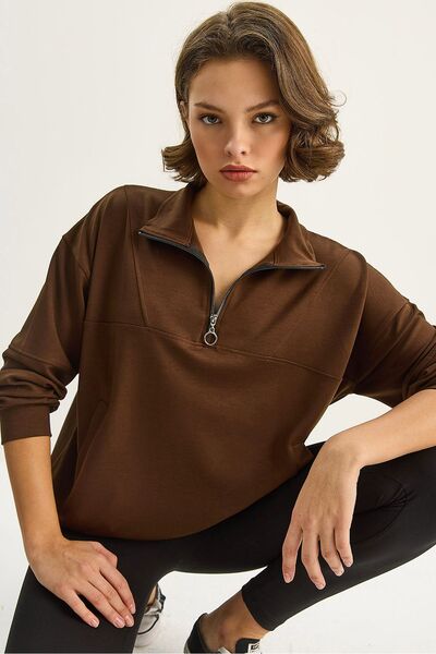 Hiccup Hanorac tricotat cu croială relaxată și guler cu fermoar LUCCI