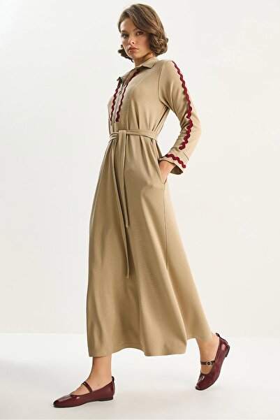 Hiccup LUCCI midi dress, A-line cut, with buttons and tie details