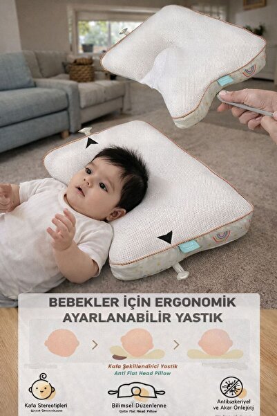 vvesario Düz Kafa Sendromu Önlem Yastığı, Bebek Yastığı, Ayarlanabilir Düz Ka...