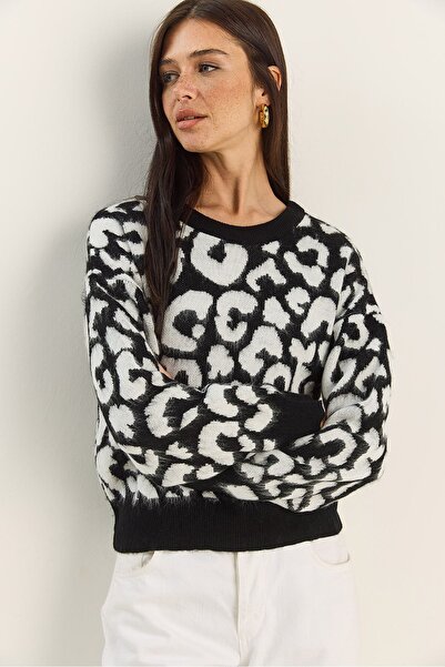 Hiccup LUCCI leopard print round neck sweater
