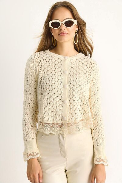 Hiccup LUCCI knitted cardigan with Lace and button details
